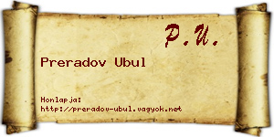 Preradov Ubul névjegykártya